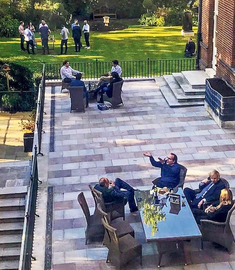 20 May garden party — Carrie with Boris