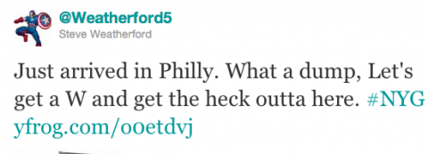 Giants punter Steve Weatherford calls Philly a dump