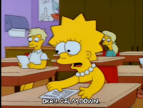 animated gif from simpsons says okay calm down