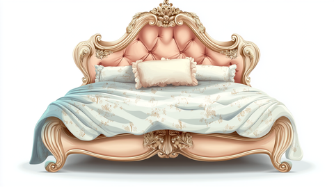 Baroque bed clipart illustration.