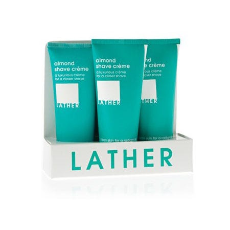 LATHER almond shave creme travel trio (set)