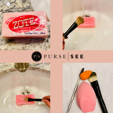 Cleaning makeup brushes with soap