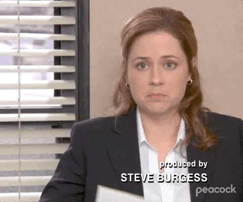 A gif from Pam from the Tv Show The US Office. She holds up a piece of white A4 paper which has barely any text on it and looks sad. She says “My resume can fit on a post-it note.”