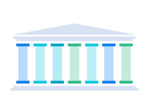 A depiction of 7 pillars, all standing straight and holding up a “financial house”.