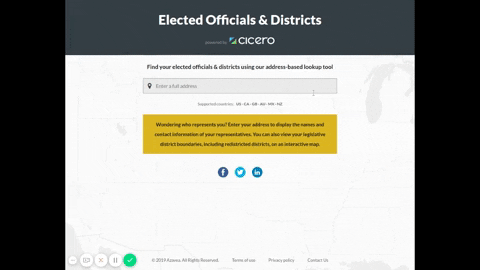 A short video demonstrating how a user can use Cicero live to find there elected officials and legislative districts.