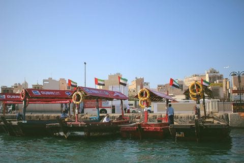 Boats awaiting tourists on Dubai Creek