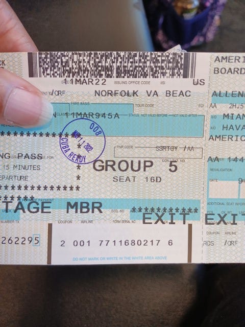 Boarding pass with Cuba Ready stamp