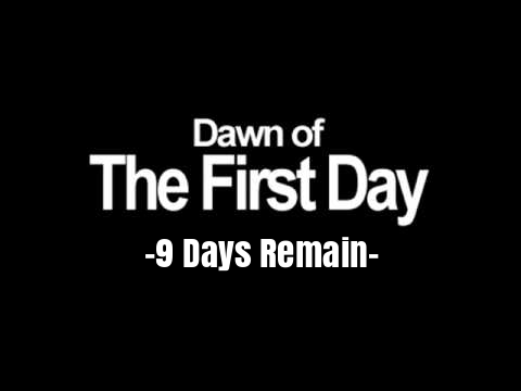 An edited screencapture of the title cards from Nintendo’s The Legend of Zelda: Majora’s Mask, reading “dawn of the first day. Nine days remain.”