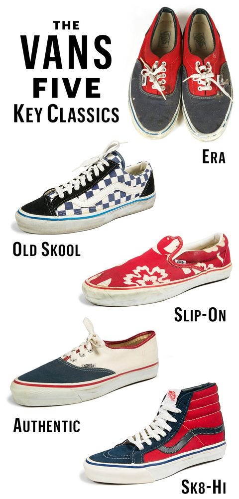 The Vans five classic shoes