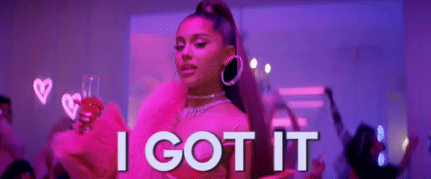 Ariana Grande dançando com a frase I got it
