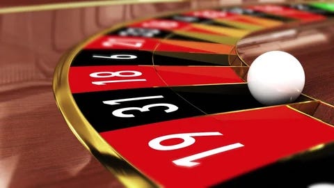 roulette wheel focused on white ball at 31