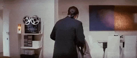 GIF of a confused Vincent Vega in Pulp Fiction