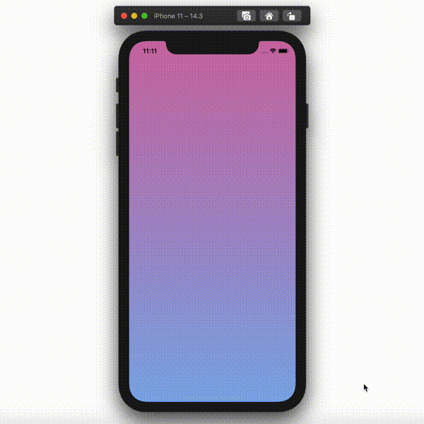 An animated gradient on an iOS device