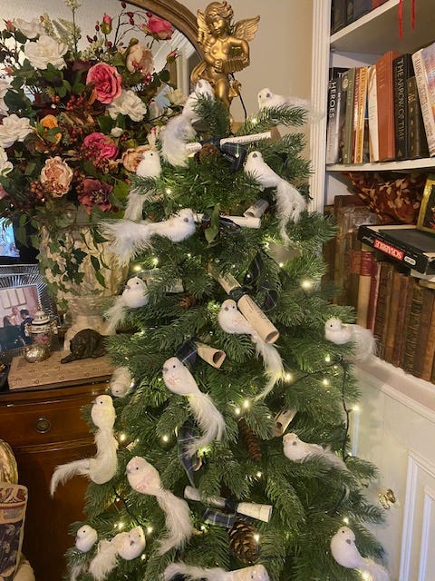 Christmas Tree covered in White Doves