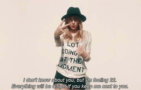 A GIF from Taylor Swift’s 22 music video.