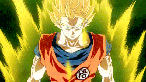 Goku do Dragon Ball na transformação de Super Saiyajin