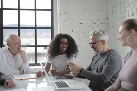 Diversity team working together