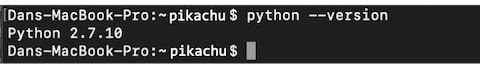 Screenshot of the python version in command line