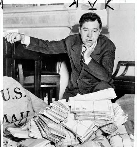 Senator Huey Long and his mail.