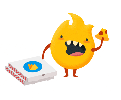 Firebase icon eating pizza