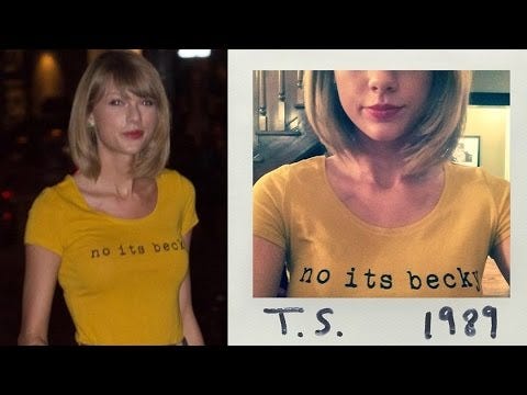 Taylor Swift being a good sport and joining in on the joke of a reddit user mistaking her as becky.