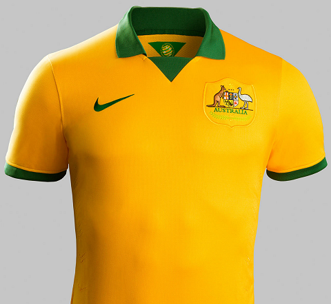Imagem da camisa verde e amarela da Austrália