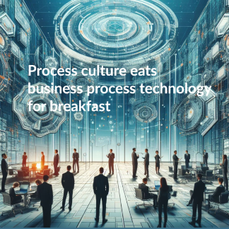 A visual representation of the phrase ‘process culture eats business process technology for breakfast’.