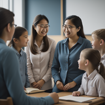 Teacher and students having a conversation