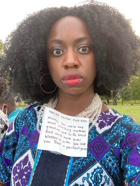 Ama Karikari-Yawson at the COVID-19 Memorial at the National Mall in Washington D.C.