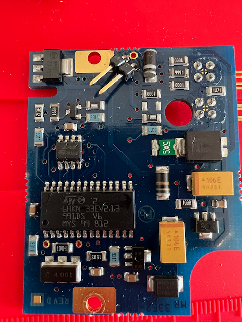 a close up of the PCB, showing all the components