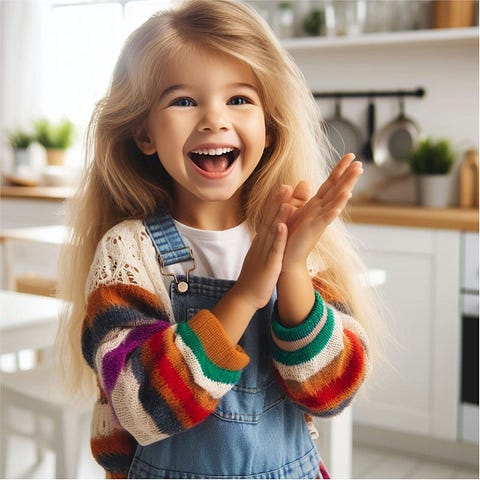 Blonde Girl Clapping and smiling. Image by Bing.com
