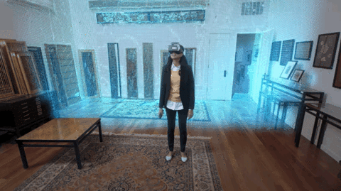 Woman experiencing immersive Augmented Reality