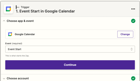 First step of creating a trigger using Zapier.