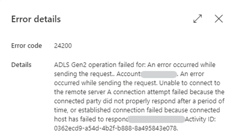 Error message when trying to test a linked service without a Private Endpoint
