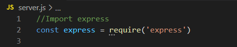 Code snippet where we import express