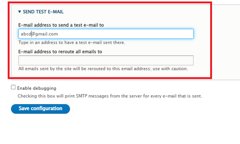 drupal SMTP configuration