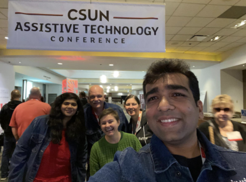 Intuit Accessibility team Poonam, Sagar and Ted take a selfie with 2 other CSUN presenters