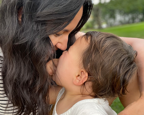 Author and 15 month old daughter, snuggling nose to nose