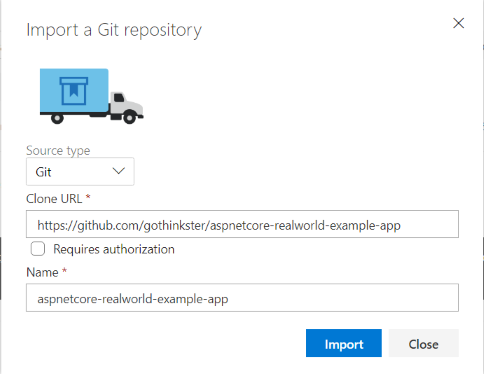 Import git repository