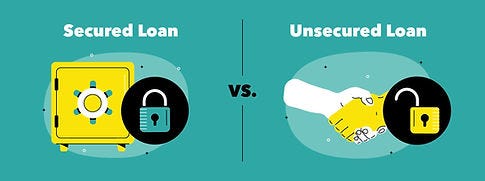 Picture Showing Secured Loan in a Safe and an Unsecured Loan Being More Like a Handshake Loan Because No Collateral is Required