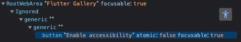 Chrome DevTools showing an “Enable accessibility” button.