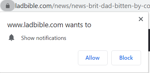Website “ladbible” asking for permission to show notifications