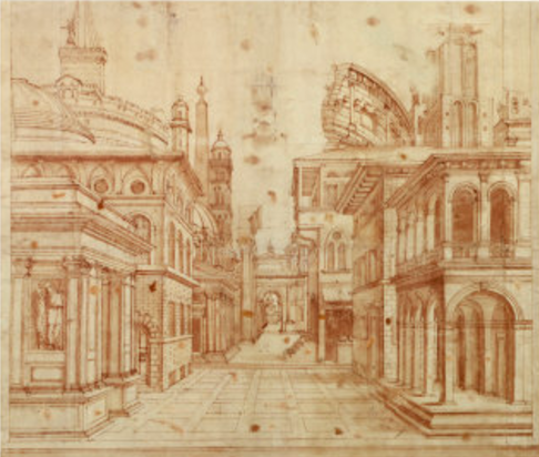 Perspective in a preparatory drawing.