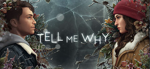 Cover art for Tell Me Why. The profiles of Tyler and Alyson shown with flowers growing around them, ice cracked between them, with the title in white overlayed.