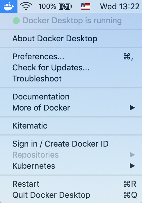 Docker Desktop is running