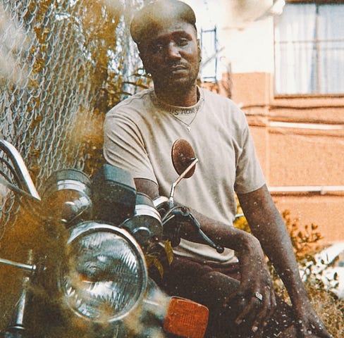 The author on a motorcycle.