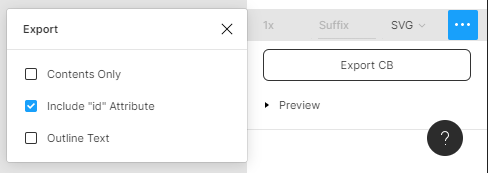A closeup of the Figma interface where the "include ID attribute" is selected