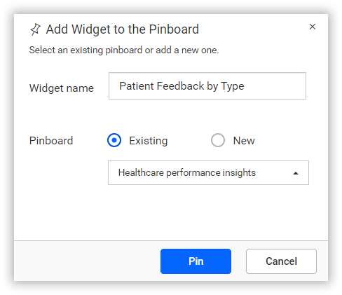 Adding widgets to a pinboard