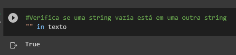 Verifica se uma string vazia está em uma outra string