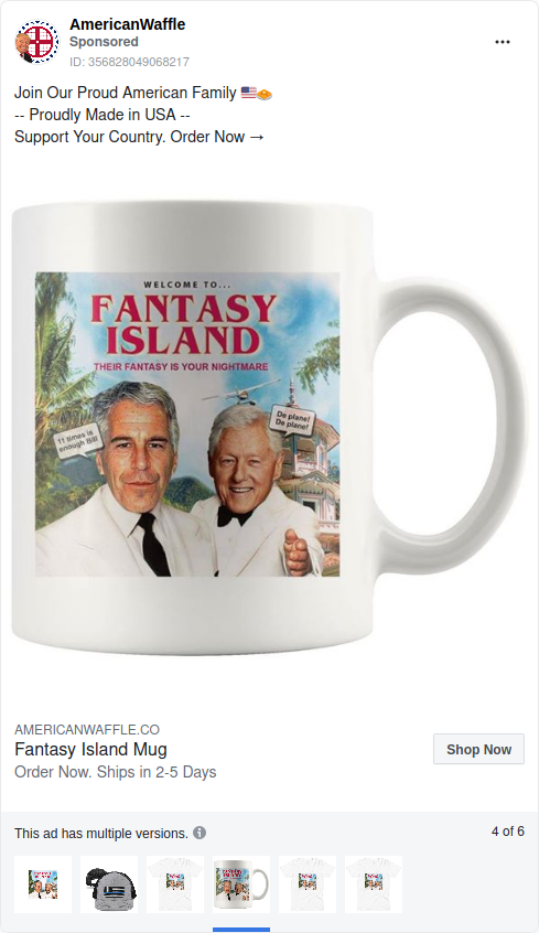 Ad from Facebook Ad Library for “Fantasy Island” coffee mug